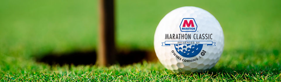 golf ball with Marathon Classic logo